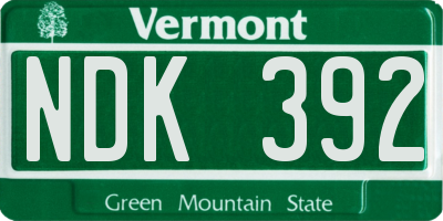 VT license plate NDK392