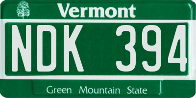 VT license plate NDK394