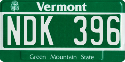 VT license plate NDK396