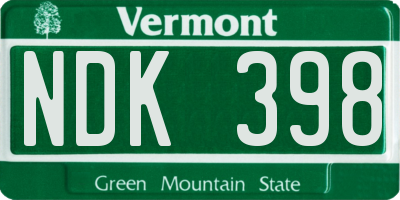 VT license plate NDK398