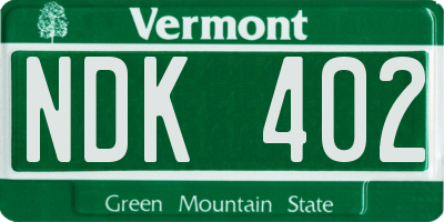 VT license plate NDK402