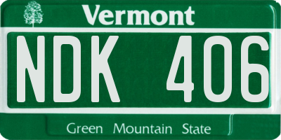 VT license plate NDK406