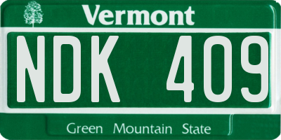 VT license plate NDK409