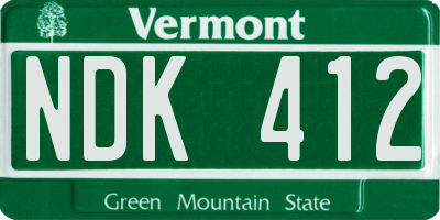 VT license plate NDK412