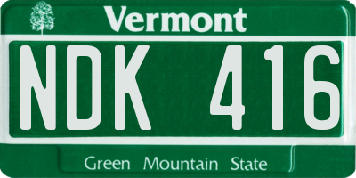 VT license plate NDK416