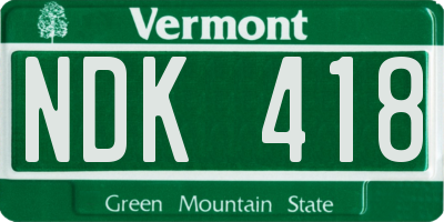 VT license plate NDK418