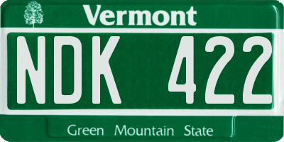 VT license plate NDK422