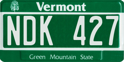VT license plate NDK427