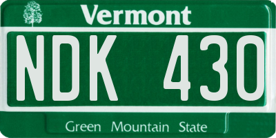 VT license plate NDK430