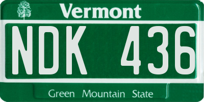 VT license plate NDK436
