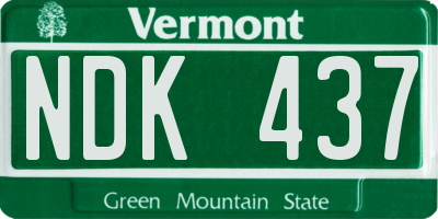 VT license plate NDK437