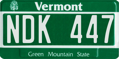 VT license plate NDK447