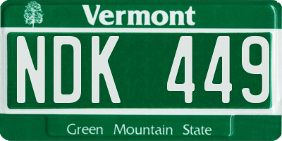 VT license plate NDK449