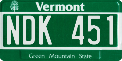 VT license plate NDK451