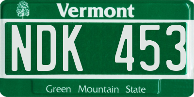 VT license plate NDK453