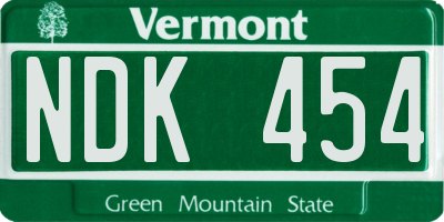 VT license plate NDK454