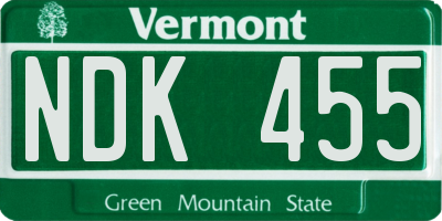 VT license plate NDK455