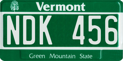 VT license plate NDK456