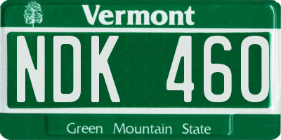 VT license plate NDK460