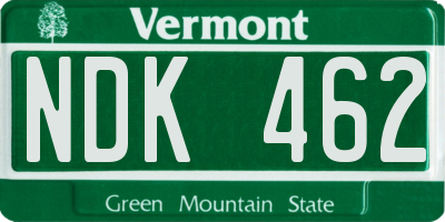 VT license plate NDK462