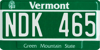 VT license plate NDK465
