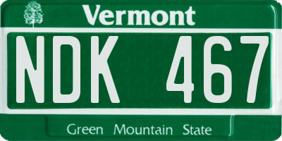 VT license plate NDK467