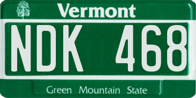 VT license plate NDK468