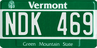 VT license plate NDK469