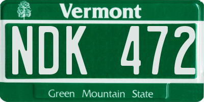 VT license plate NDK472