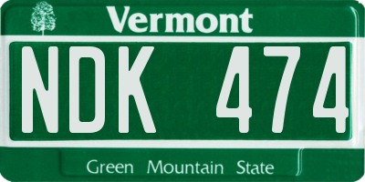 VT license plate NDK474