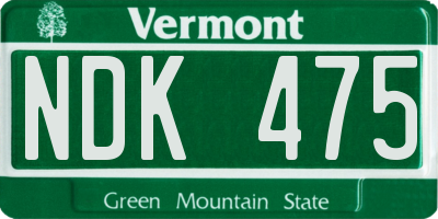 VT license plate NDK475