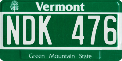 VT license plate NDK476