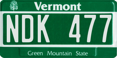 VT license plate NDK477