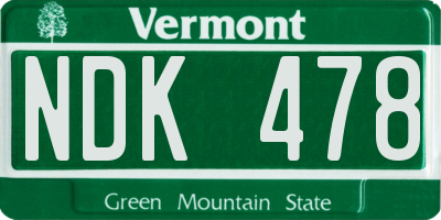 VT license plate NDK478