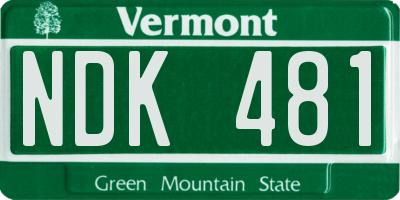VT license plate NDK481