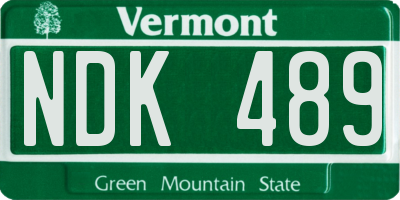 VT license plate NDK489