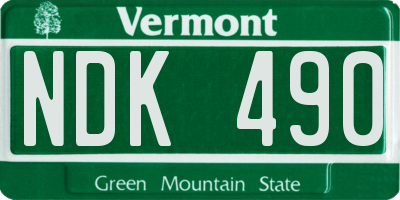 VT license plate NDK490