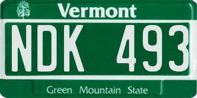 VT license plate NDK493