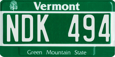 VT license plate NDK494