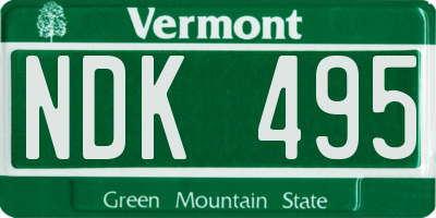 VT license plate NDK495