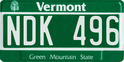 VT license plate NDK496