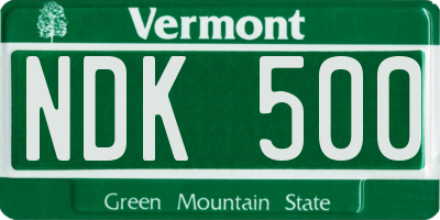 VT license plate NDK500