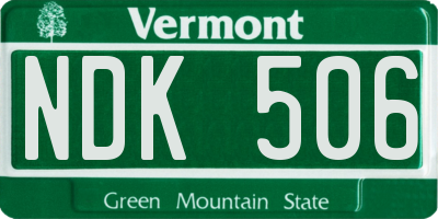 VT license plate NDK506