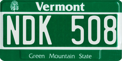 VT license plate NDK508