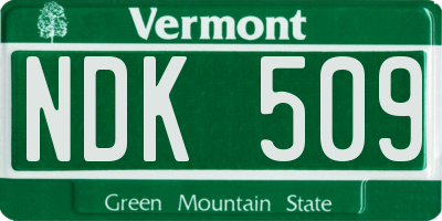 VT license plate NDK509