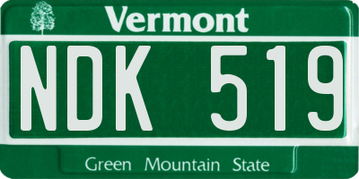 VT license plate NDK519