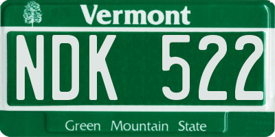 VT license plate NDK522