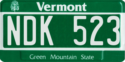 VT license plate NDK523
