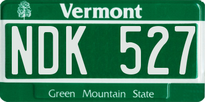 VT license plate NDK527