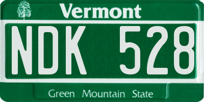 VT license plate NDK528